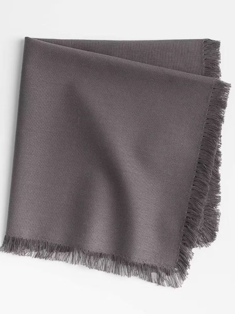 Crate & Barrel Craft Grey Cotton Fringe Napkin - SET OF FOUR - NWT